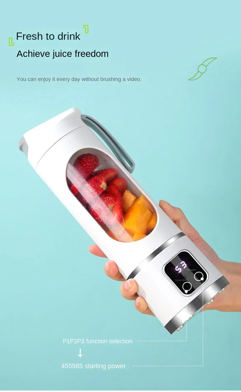 Mélangeur domestique Portable, presse-agrumes électrique concassé, avec 3 vitesses, grande capacité de 450ML, tasse de jus à affichage numérique