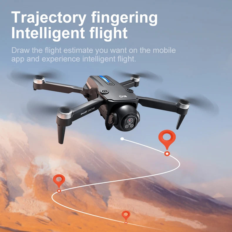 Drone de contrôle d'écran D18, moteur sans balais, quatre côtés d'évitement d'obstacles, flux optique 5G WiFi FPV, avion de photographie aérienne