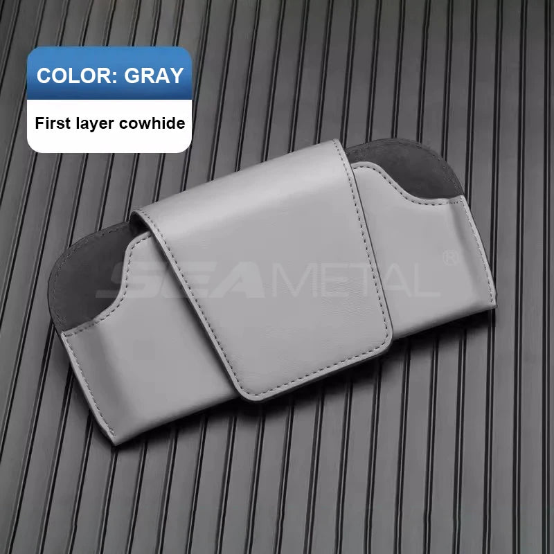 SEAMETAL – porte-lunettes pare-soleil en cuir de vache, boîte de protection pour lunettes de soleil résistantes à l'usure, mallette de rangement pour lunettes automobiles