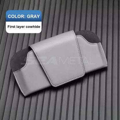 SEAMETAL – porte-lunettes pare-soleil en cuir de vache, boîte de protection pour lunettes de soleil résistantes à l'usure, mallette de rangement pour lunettes automobiles
