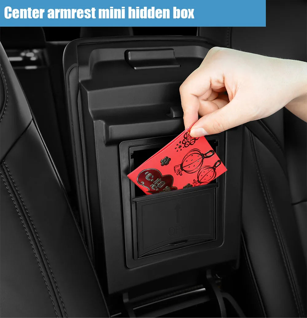 Accoudoir central caché, boîte de rangement, support de verre, organisateur de Console, accessoires pour Tesla modèle 3 Highland 2025 modèle Y 2021 – 2025