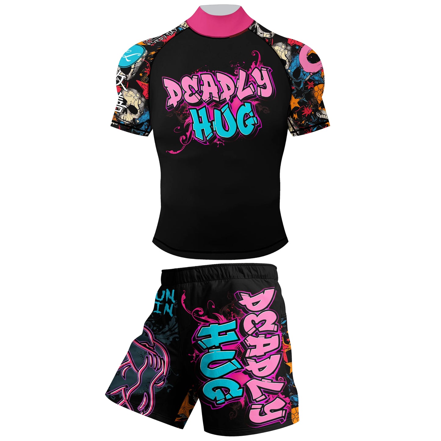 Cody Lundin nouveaux modèles personnalisés manches courtes Polyester extensible éruptions cutanées Shorts MMA BJJ ensembles avec ceinture en caoutchouc