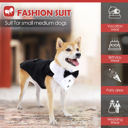 Costume de smoking pour chien, chemise à nœud papillon de mariage pour chien Prince, tenue de mariage formelle pour chiens de grande et moyenne taille, Golden Retriever Samo