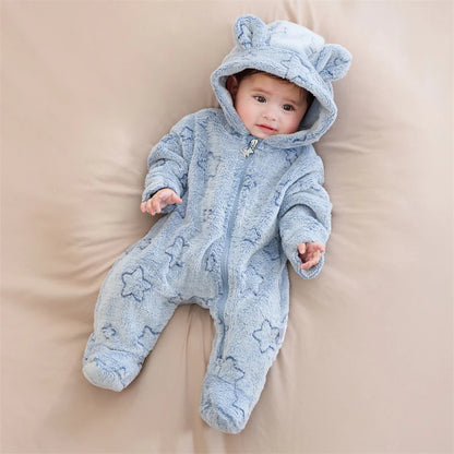 Vêtements doux pour nouveau-né, flanelle, automne hiver, pour bébés garçons et filles, combinaison de dessin animé, body chaud pour bébés de 0 à 12 mois
