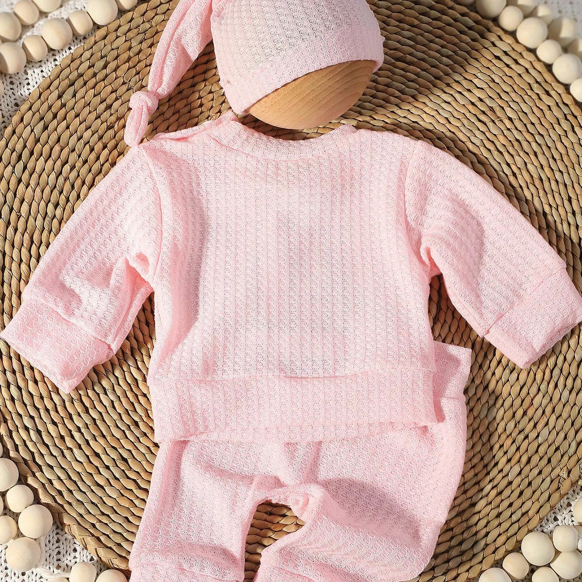 Ylsteed "bonjour" broderie nouveau-né photographie accessoires infantile barboteuse combinaison avec chapeau à nœud bébé à la maison tenue bébé Photo cadeau