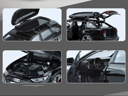 Modèle de voiture jouet Audi RS6 avec son et lumière, portes ouvertes en alliage moulé sous pression, jouet de Collection pour garçon et adulte, cadeau de Festival, 1/32