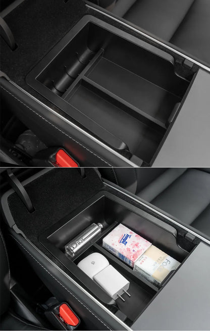 Accoudoir central caché, boîte de rangement, support de verre, organisateur de Console, accessoires pour Tesla modèle 3 Highland 2025 modèle Y 2021 – 2025