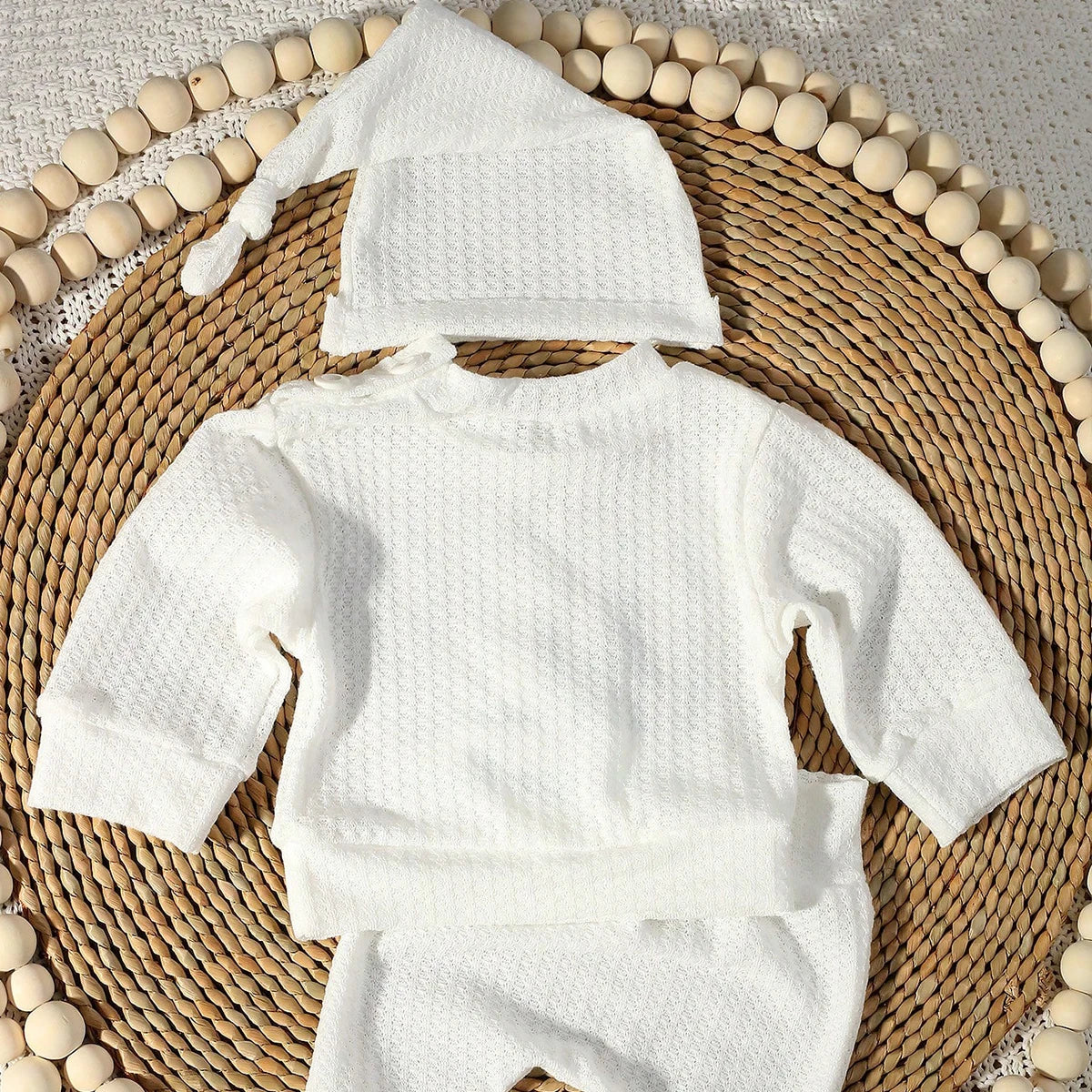 Ylsteed "bonjour" broderie nouveau-né photographie accessoires infantile barboteuse combinaison avec chapeau à nœud bébé à la maison tenue bébé Photo cadeau