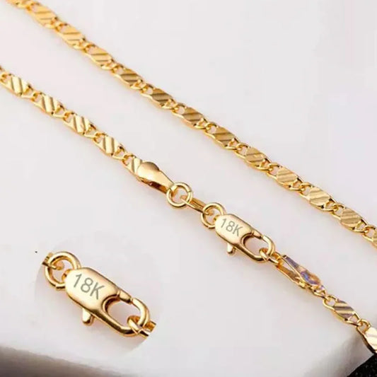 Collier en or 18 carats à la mode, 2MM, 16/18/20/22/24/26/28/30 pouces, chaîne latérale pour femmes et hommes, bijoux en argent 925