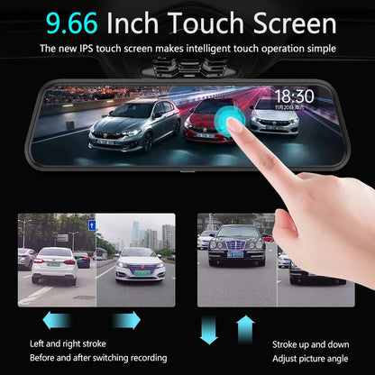 10 pouces pour voiture écran tactile enregistreur vidéo rétroviseur Dash Cam caméra avant et arrière miroir DVR (caméra arrière en option)