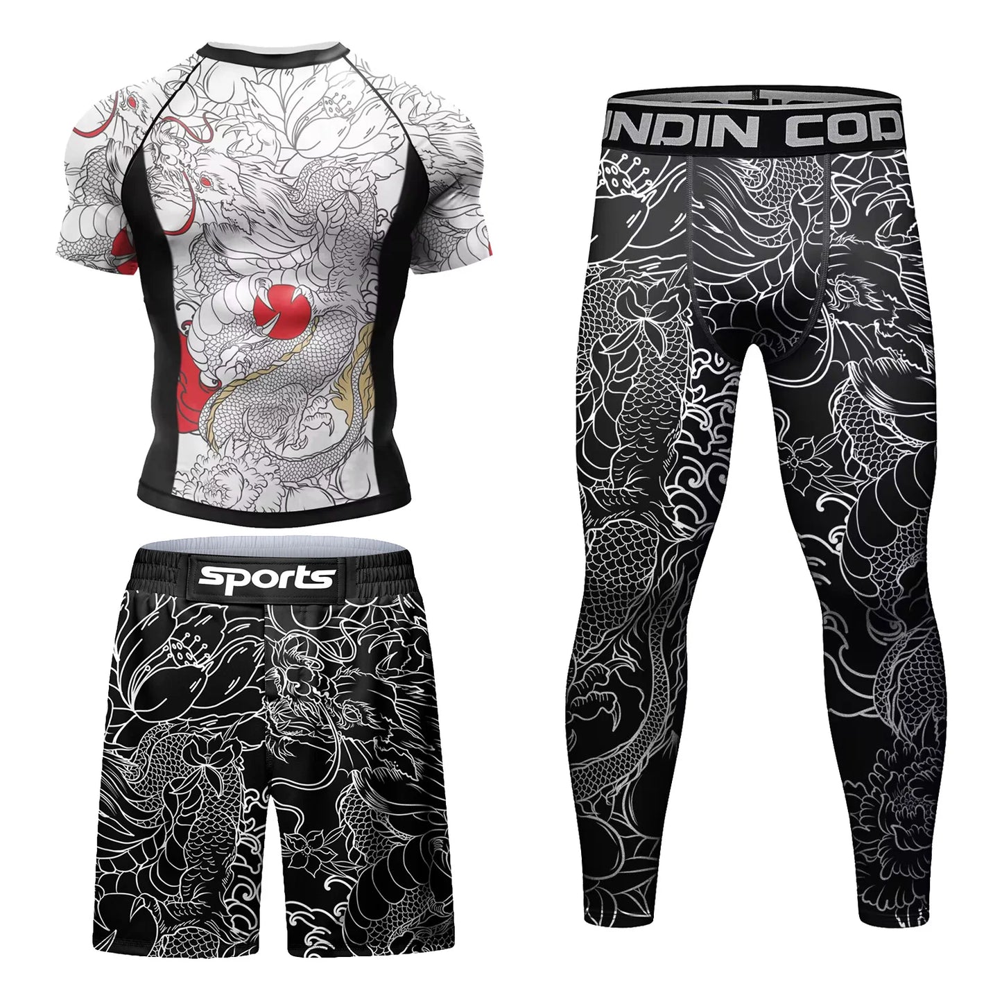 Survêtement pour hommes MMA No Gi Rashguard Jiu Jitsu T-shirt + pantalon maillots de boxe ensemble BJJ Muay Thai Shorts Compression Legging Sportsuit
