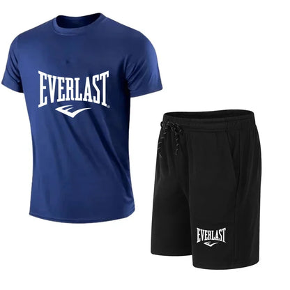EVERLAST hommes T-shirt + Short 2 pièces ensemble loisirs souffle à manches courtes Sport Jogging gymnase marque impression vêtements