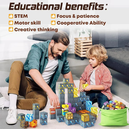 Décennie s de Construction Magnétiques pour Garçon et Fille, Ensemble de Cube Magnétique, Modèle de Bricolage, Jouet Sensoriel STEM, pour Enfant de 3 Ans et +