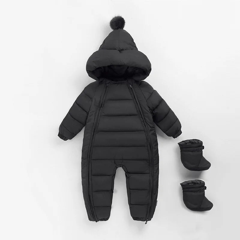 OLEKID automne hiver nouveau-né bébé barboteuse à capuche Plus velours enfant en bas âge garçon combinaison nouveau-né Snowsuit infantile bébé fille salopette