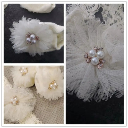 Ensemble de chaussettes et bandeau pour bébé, jolis nœuds en perles, chaussettes antidérapantes en coton, dentelle fleur, bandeau pour nouveau-né, Turban, accessoires pour cheveux de fille