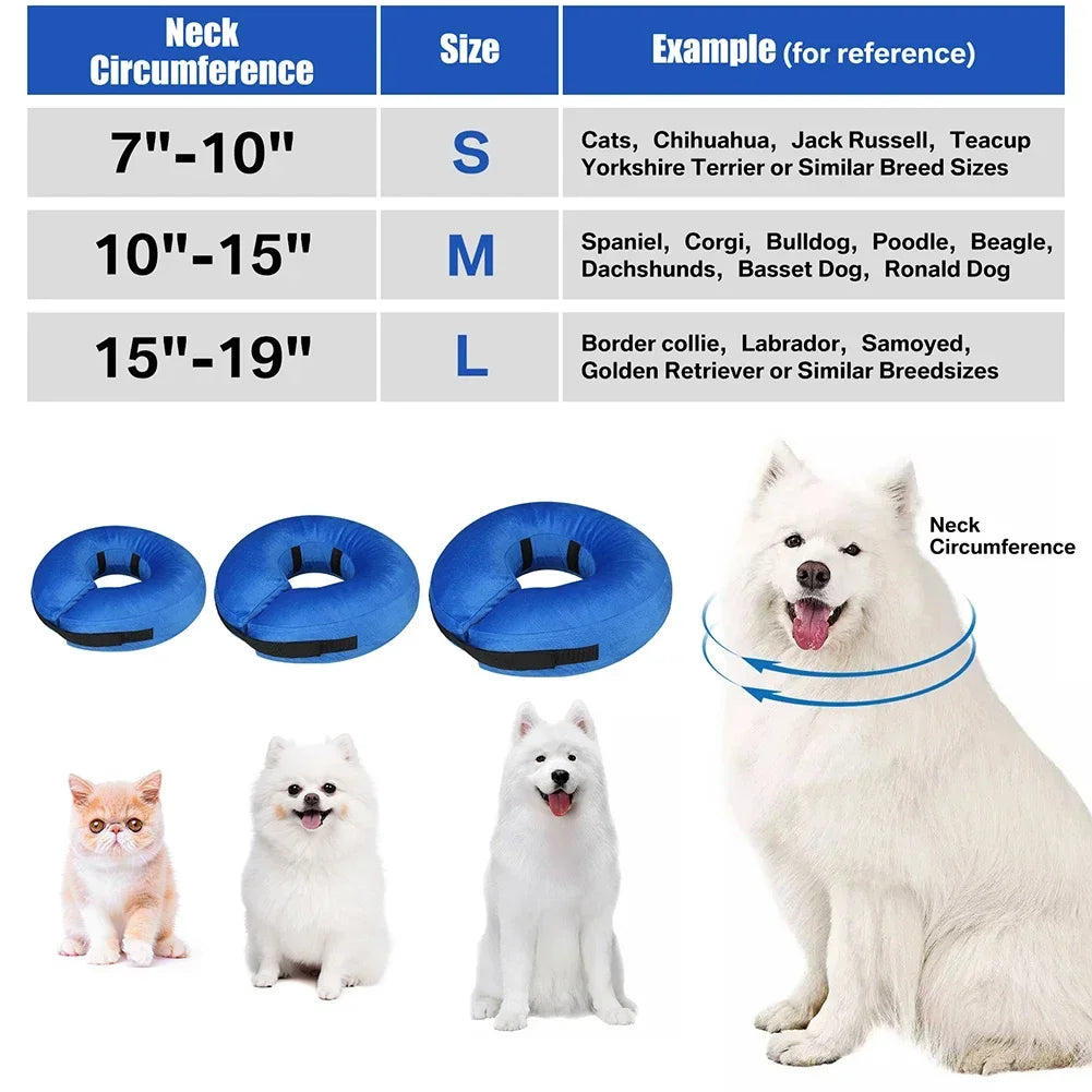 Cônes pour chiens après chirurgie, collier de protection gonflable pour chien, collier de récupération pour animaux de compagnie, cône doux pour petits, moyens ou grands chiens, chats