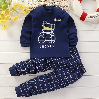 Pyjama en Coton pour Bébé Fille de 0 à 5 Ans, Ensemble de 2 Pièces, Vêtements d'Hiver Décontractés, Dessin Animé, Printemps