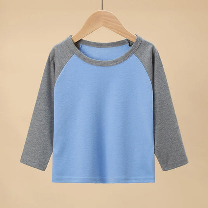 1/4 Pack 2025 nouveau printemps et automne enfants couleur correspondant à manches longues T-shirt pour garçons et filles décontracté Joker T-shirt