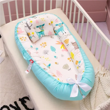 Lit de voyage pour bébé en bas âge, berceau en coton pour nouveau-né, berceau pare-chocs, nouveau lit nid de bébé 85x50cm avec oreiller, berceau Portable