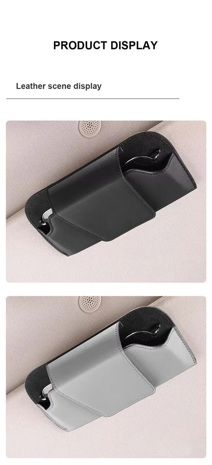 SEAMETAL – porte-lunettes pare-soleil en cuir de vache, boîte de protection pour lunettes de soleil résistantes à l'usure, mallette de rangement pour lunettes automobiles