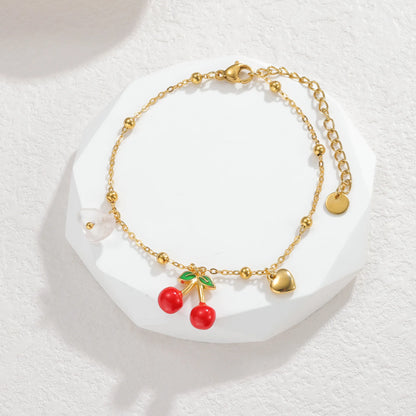 Nextvance été mode plaqué or Bracelets pour femme rouge fraise cerise pastèque breloques en acier inoxydable bijoux cadeaux