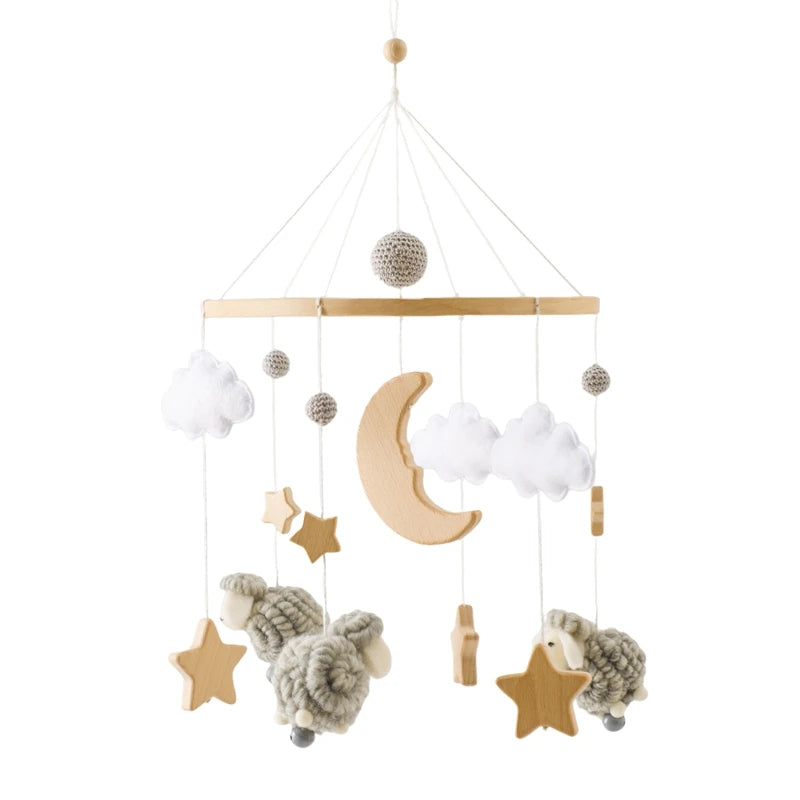 Berceau de bébé lit Mobile cloche hochet jouets en bois Crochet étoiles pendentif lit cloche jouets nouveau-né confort berceau support suspendus jouets cadeaux