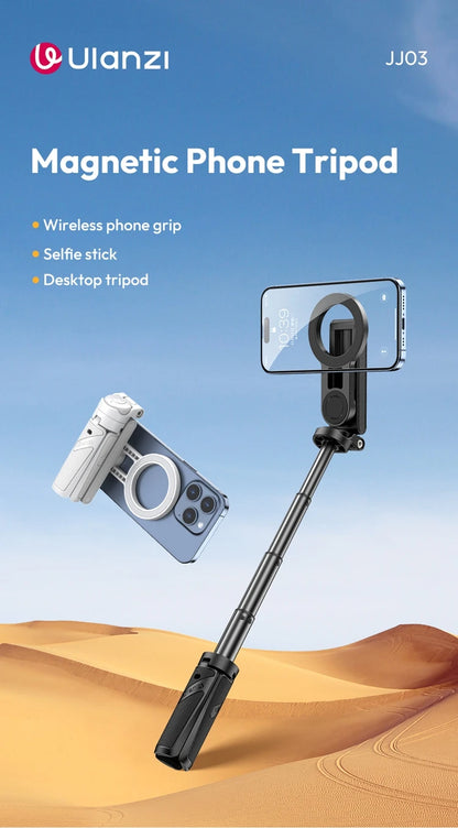 Ulanzi JJ03 perche à Selfie magnétique trépied de téléphone pour iPhone 16 15 14 13 12 Pro Max Magsafe Smartphone poignée sans fil support de bureau