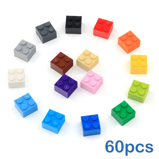 Blocs de construction à monter soi-même, 60 pièces, figurines épaisses, briques 2x2 points, taille créative éducative, compatibles avec 3003 jouets en plastique pour enfants
