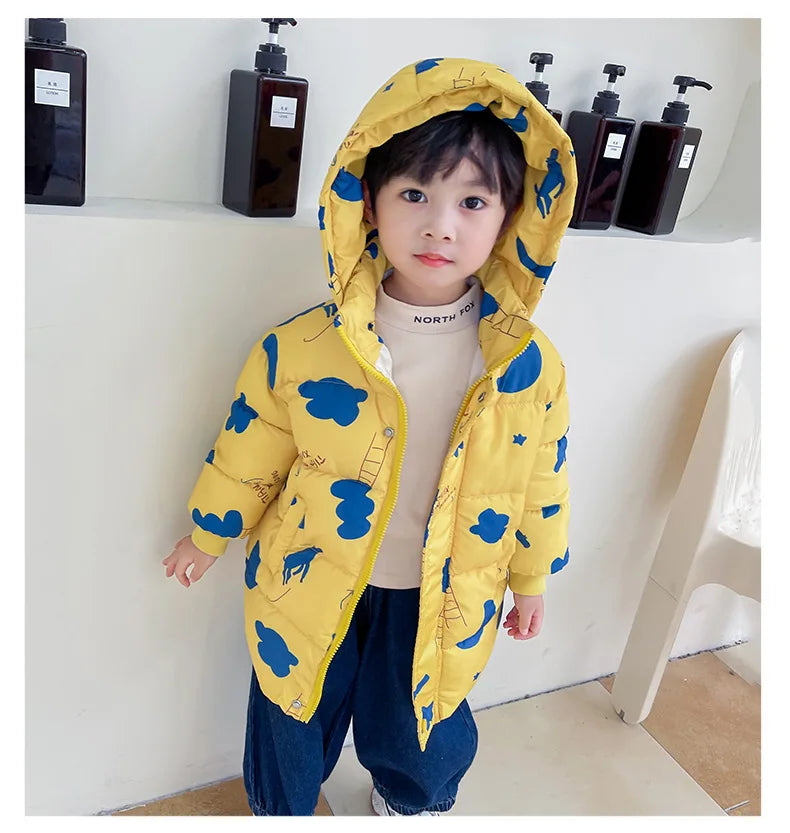 Nouvelles filles garçons doudoune manteaux d'hiver enfants vêtements à capuche coupe-vent manteau pour enfants 2-7 ans coton vêtements d'extérieur chauds