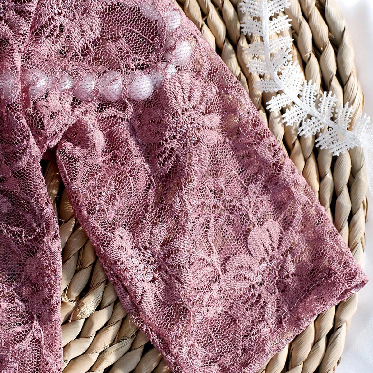 Ylsteed – ensemble 2 pièces pour nouveau-né, barboteuse en dentelle, tenues de photographie pour nourrissons avec bandeau assorti, accessoires de prise de vue Photo pour bébé fille
