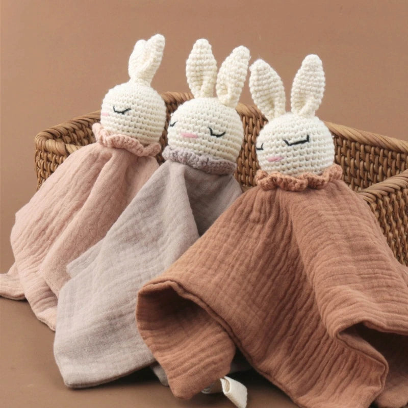 Bébé bébé apaiser serviette réconfortante Crochet lapin rot tissu sommeil apaisant poupée jouet pacifier sucette bavoir pour les
