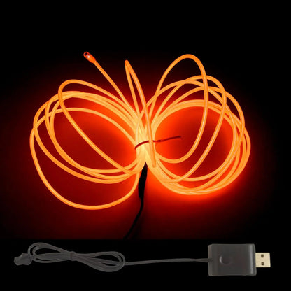 EL – fil lumineux de couleur 3M/5M/10M, avec adaptateur USB, bande lumineuse néon 360, corde lumineuse découpable pour fête d'halloween, décoration DIY