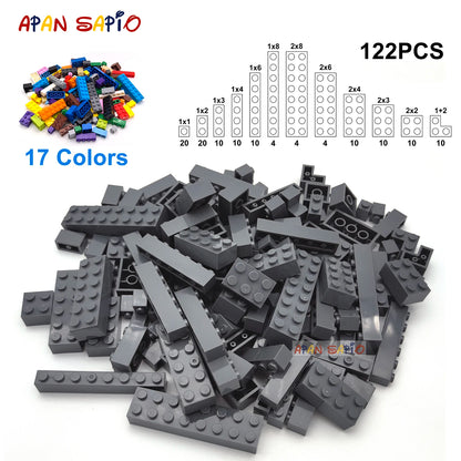 122 pièces figurines épaisses briques 12 tailles bricolage blocs de construction éducatif taille créative Compatible avec 3001 jouets en plastique pour les enfants