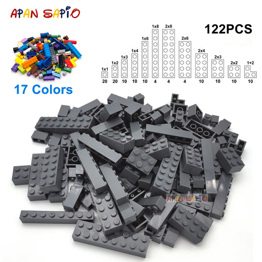 122 pièces figurines épaisses briques 12 tailles bricolage blocs de construction éducatif taille créative Compatible avec 3001 jouets en plastique pour les enfants