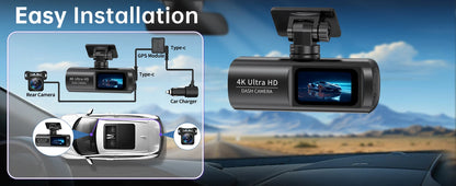 UHD 4K WiFi Dash Cam double objectif enregistreur de conduite voiture DVR en option 1080P caméra à objectif arrière GPS 24H surveillance du stationnement boîte noire