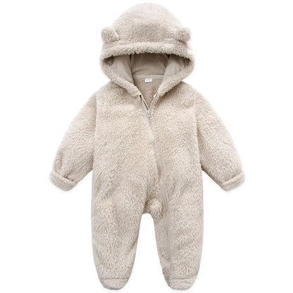 Barboteuse à capuche à manches longues pour nouveau-né garçon et fille, combinaison à fermeture éclair pour enfants, vêtements pour bébés, automne, hiver