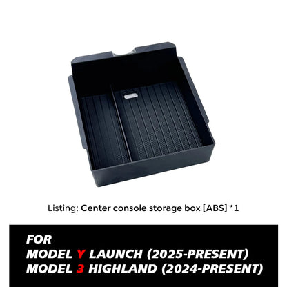 Boîte de rangement pour Console centrale Tesla, nouveau modèle Y 2025, lancement Juniper modèle 3 Highland 2024, boîte d'accoudoir, coussinet supérieur et inférieur en Silicone
