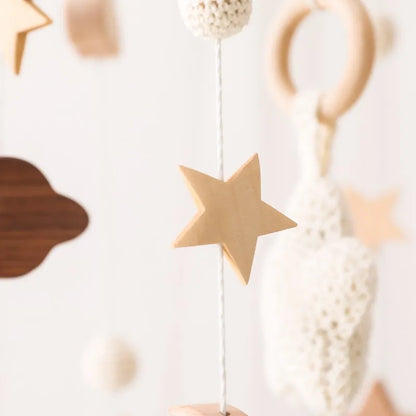 Berceau de bébé lit Mobile cloche hochet jouets en bois Crochet étoiles pendentif lit cloche jouets nouveau-né confort berceau support suspendus jouets cadeaux