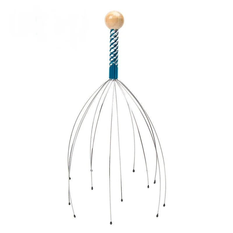Masseur de tête de poulpe en acier inoxydable, 1 pièce, relaxant de tête gravé, griffe de Massage du cerveau, grattoir du cuir chevelu, soulage les démangeaisons, couleur aléatoire