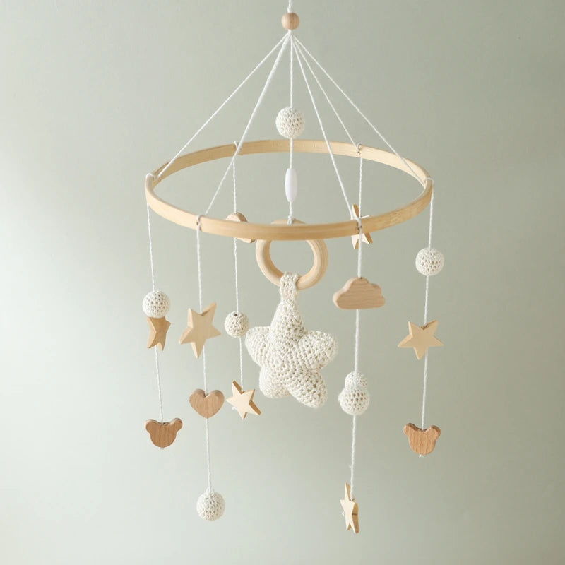 Berceau de bébé lit Mobile cloche hochet jouets en bois Crochet étoiles pendentif lit cloche jouets nouveau-né confort berceau support suspendus jouets cadeaux