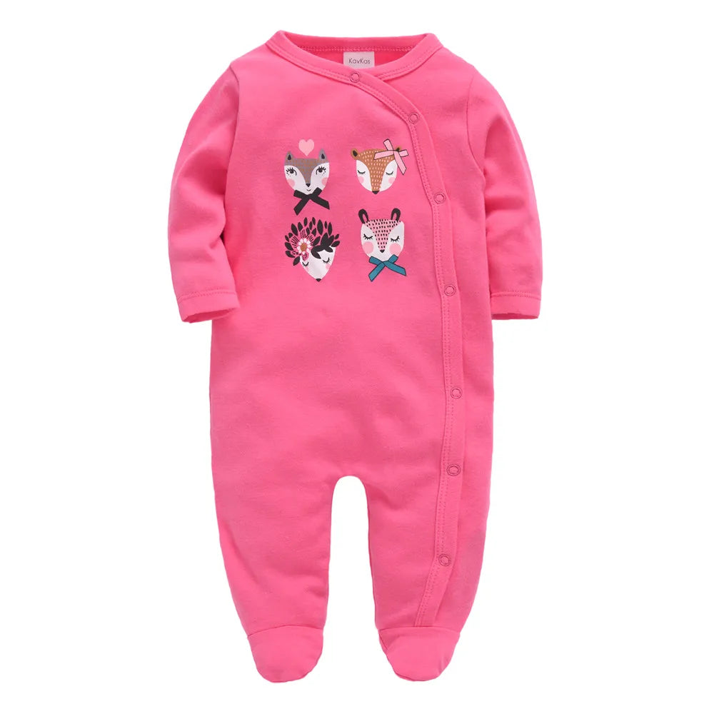 Ensemble de vêtements 100% coton pour bébés filles de 0 à 12 mois, barboteuse à manches longues pour nouveau-né garçon, combinaison imprimée Carton, printemps-automne, 3 pièces/lot
