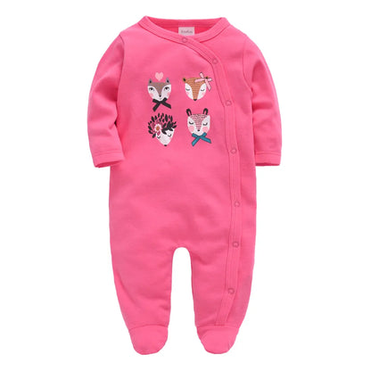 Ensemble de vêtements 100% coton pour bébés filles de 0 à 12 mois, barboteuse à manches longues pour nouveau-né garçon, combinaison imprimée Carton, printemps-automne, 3 pièces/lot