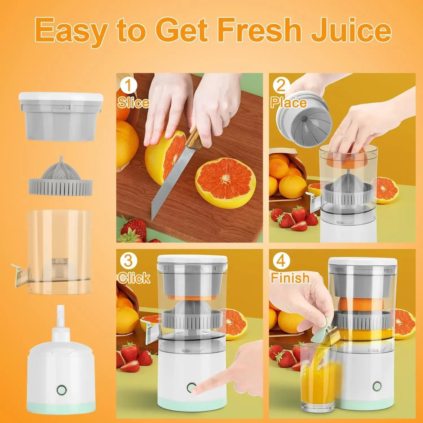 Presse-agrumes électrique portable Ju479, chargement USB, mélangeur de fruits, orange, citron, mini, ménage, centre commercial, chauffe-ville, voyage