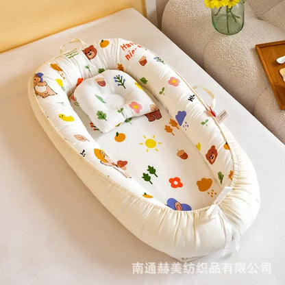 Lit de voyage pour bébé en bas âge, berceau en coton pour nouveau-né, berceau pare-chocs, nouveau lit nid de bébé 85x50cm avec oreiller, berceau Portable