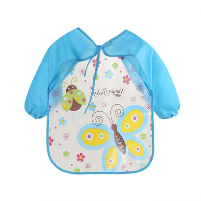 Bavoir anti-salissures pour bébé de 0 à 3 ans, manteau à manches longues, avec sangle, doux, mignon, motif de dessin animé, D343