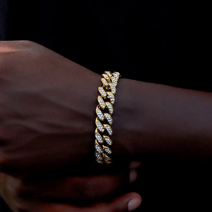 Bracelets en chaîne cubaine à maillons glacés de 14MM pour hommes et femmes, strass complets, épais, Miami, Punk, Hip Hop, bijoux cadeau