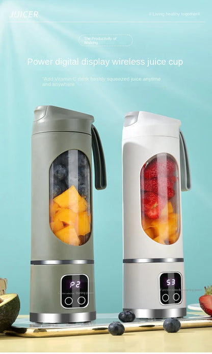 Mélangeur domestique Portable, presse-agrumes électrique concassé, avec 3 vitesses, grande capacité de 450ML, tasse de jus à affichage numérique