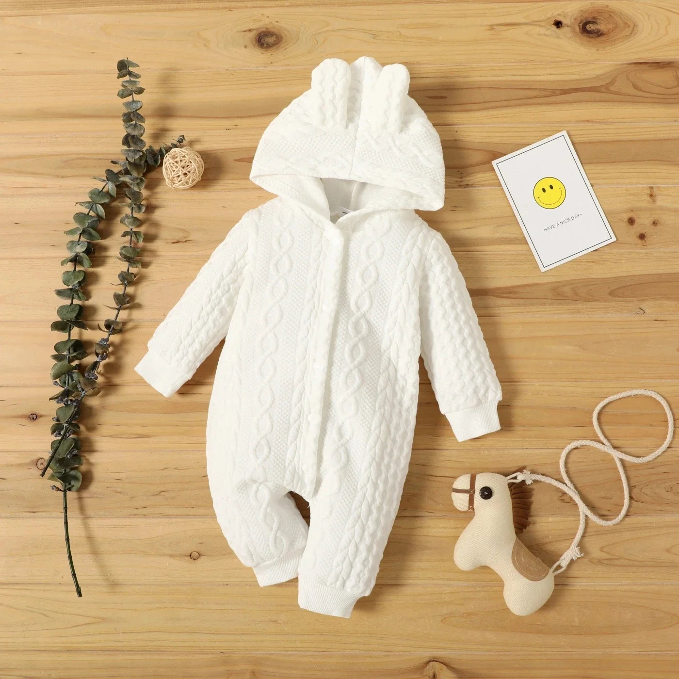 Barboteuse pour nouveau-né de 0 à 18 mois, pour garçons et filles, oreilles mignonnes, solide, à capuche, manches longues, vêtements pour nourrissons, Costumes d'automne et d'hiver