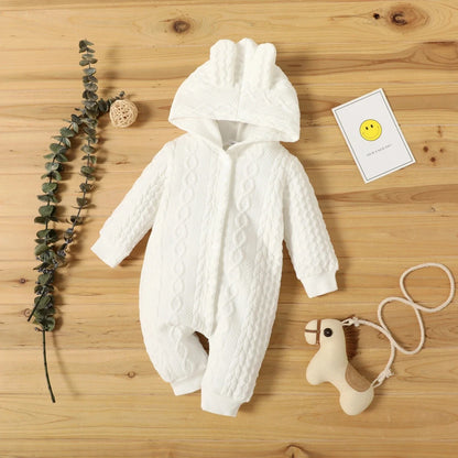 Barboteuse pour nouveau-né de 0 à 18 mois, pour garçons et filles, oreilles mignonnes, solide, à capuche, manches longues, vêtements pour nourrissons, Costumes d'automne et d'hiver