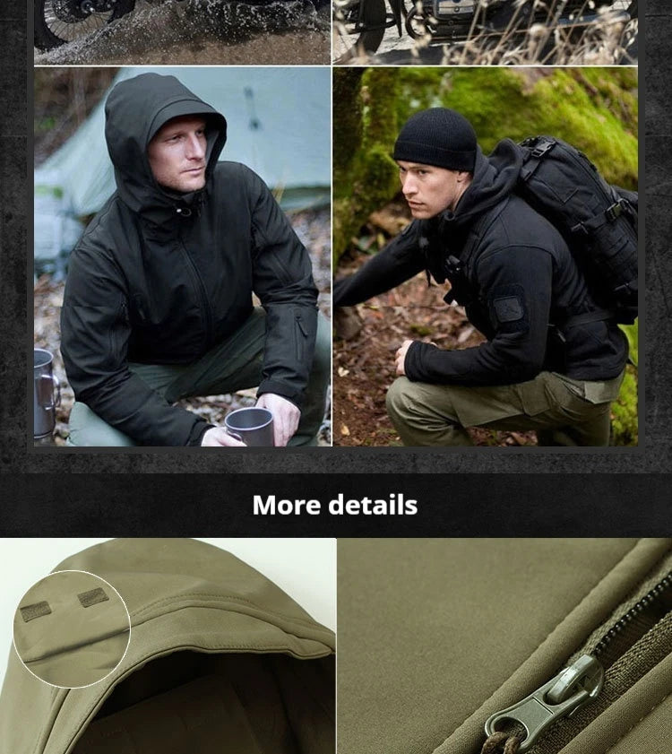 Combinaison camouflage épaisse pour hommes, ensemble d'entraînement tactique imperméable, veste à capuche multi-poches, pantalon polaire, chasse en plein air, 2 pièces, hiver
